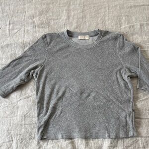 Suzie Kondi Terry Gray 3/4 Sleeve Top,M